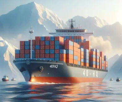 DALL·E 2024-03-09 15.23.44 - Create a photorealistic, minimalist image illustrating maritime transport for large and heavy goods using 40HQ containers. The scene should focus on t (Copy)